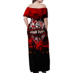 Step Into Horror Domain Bombers Football Family Matching Off Shoulder Maxi Dress and Hawaiian Shirt Halloween Horror Movie Characters - Aussie Hoodie