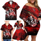 Step Into Horror Domain Bombers Football Family Matching Off Shoulder Short Dress and Hawaiian Shirt Halloween Horror Movie Characters - Aussie Hoodie