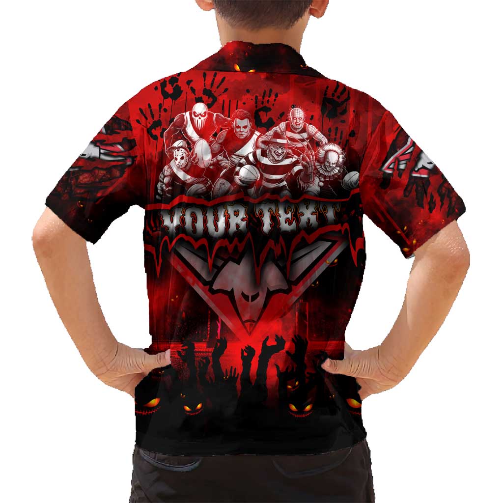 Step Into Horror Domain Bombers Football Family Matching Off Shoulder Short Dress and Hawaiian Shirt Halloween Horror Movie Characters - Aussie Hoodie
