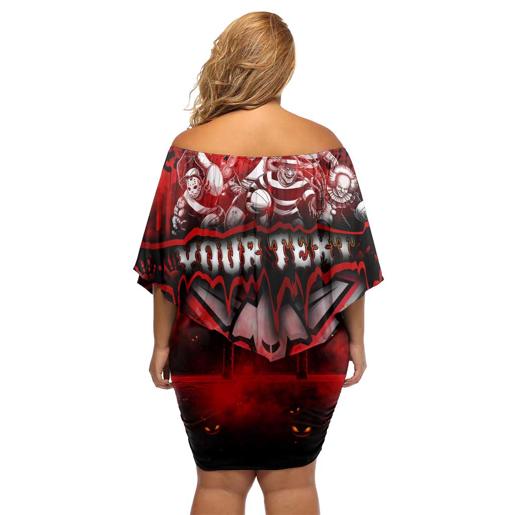 Step Into Horror Domain Bombers Football Family Matching Off Shoulder Short Dress and Hawaiian Shirt Halloween Horror Movie Characters - Aussie Hoodie