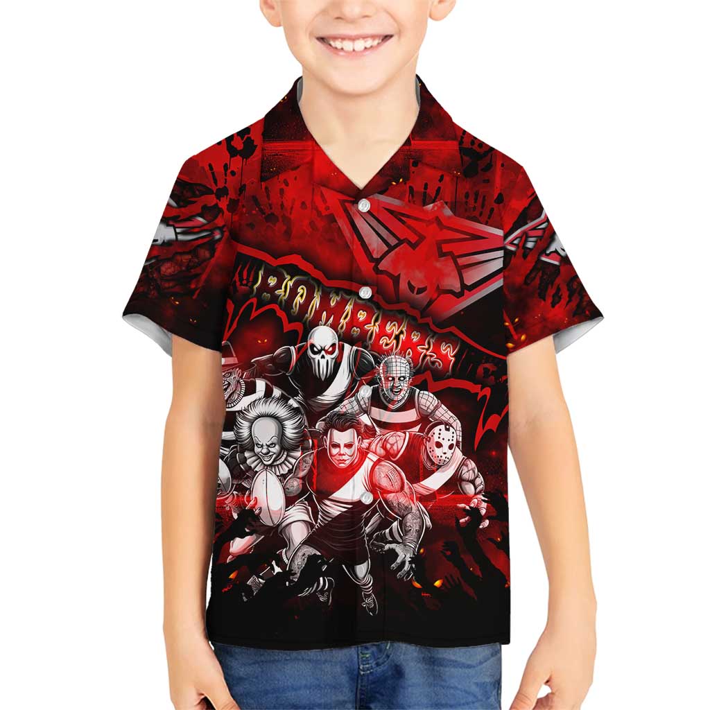 Step Into Horror Domain Bombers Football Family Matching Off Shoulder Short Dress and Hawaiian Shirt Halloween Horror Movie Characters - Aussie Hoodie
