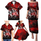 Step Into Horror Domain Bombers Football Family Matching Puletasi and Hawaiian Shirt Halloween Horror Movie Characters - Aussie Hoodie