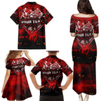 Step Into Horror Domain Bombers Football Family Matching Puletasi and Hawaiian Shirt Halloween Horror Movie Characters - Aussie Hoodie