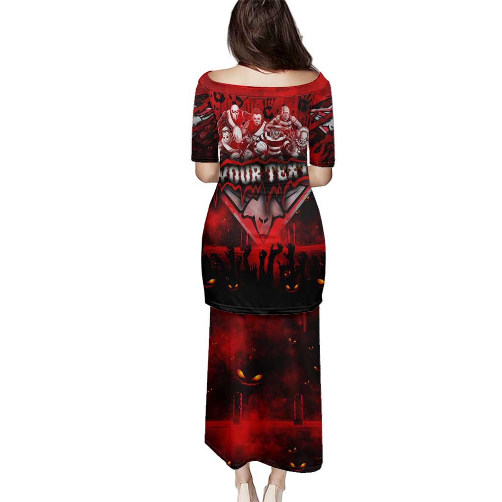 Step Into Horror Domain Bombers Football Family Matching Puletasi and Hawaiian Shirt Halloween Horror Movie Characters - Aussie Hoodie