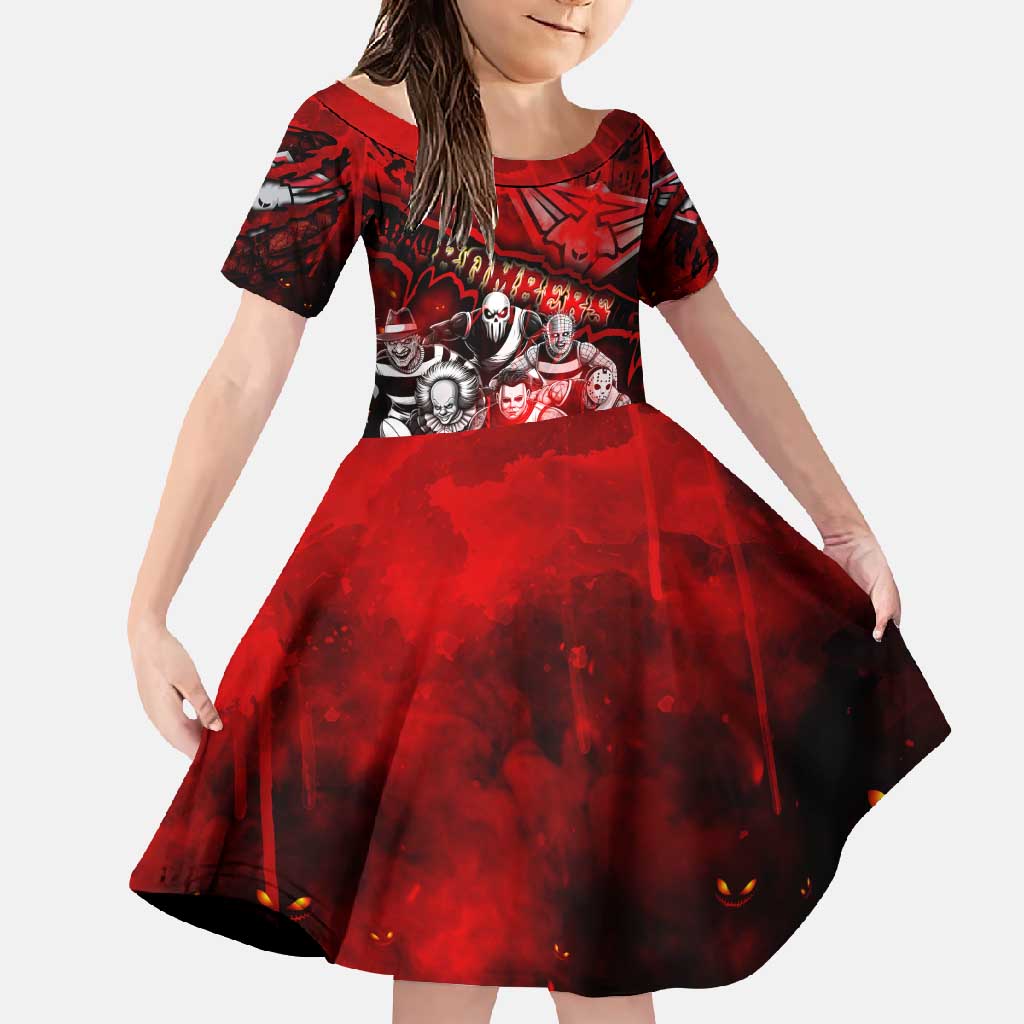 Step Into Horror Domain Bombers Football Family Matching Short Sleeve Bodycon Dress and Hawaiian Shirt Halloween Horror Movie Characters - Aussie Hoodie