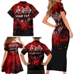 Step Into Horror Domain Bombers Football Family Matching Short Sleeve Bodycon Dress and Hawaiian Shirt Halloween Horror Movie Characters - Aussie Hoodie