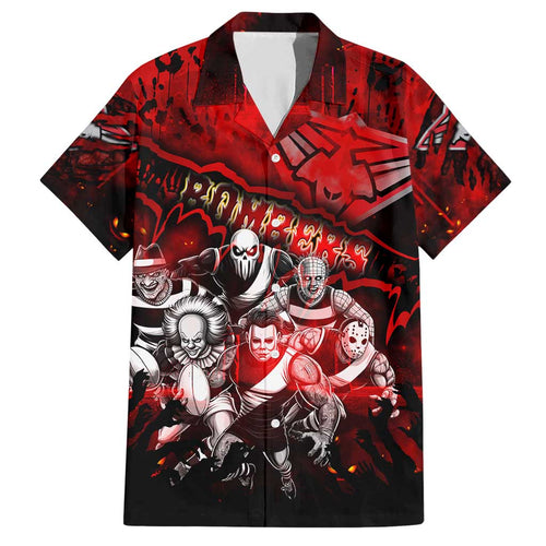 Step Into Horror Domain Bombers Football Family Matching Short Sleeve Bodycon Dress and Hawaiian Shirt Halloween Horror Movie Characters - Aussie Hoodie