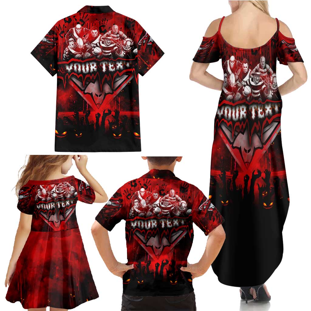 Step Into Horror Domain Bombers Football Family Matching Summer Maxi Dress and Hawaiian Shirt Halloween Horror Movie Characters - Aussie Hoodie