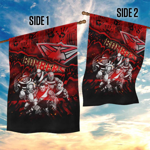 Step Into Horror Domain Bombers Football Garden Flag Halloween Horror Movie Characters - Aussie Hoodie