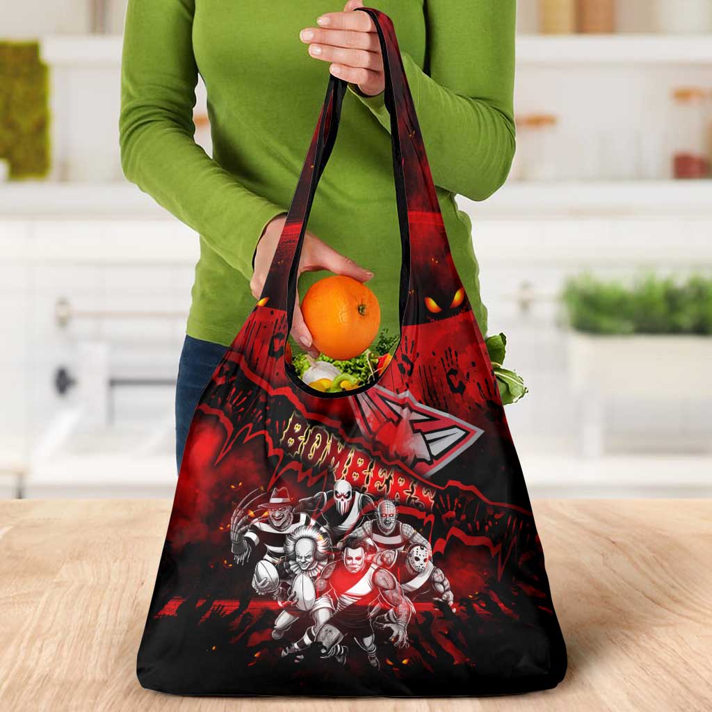 Step Into Horror Domain Bombers Football Grocery Bag Halloween Horror Movie Characters - Aussie Hoodie