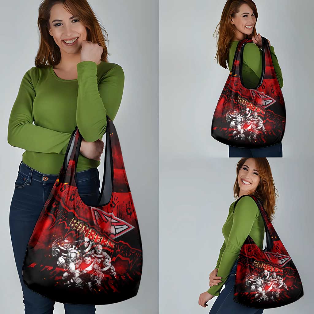 Step Into Horror Domain Bombers Football Grocery Bag Halloween Horror Movie Characters - Aussie Hoodie