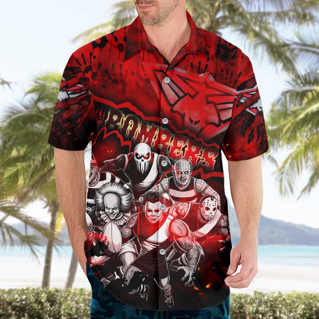 Step Into Horror Domain Bombers Football Hawaiian Shirt Halloween Horror Movie Characters - Aussie Hoodie