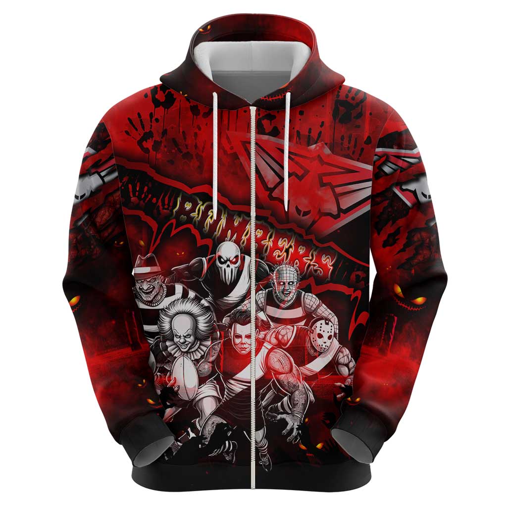Step Into Horror Domain Bombers Football Hoodie Halloween Horror Movie Characters - Aussie Hoodie