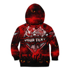Step Into Horror Domain Bombers Football Kid Hoodie Halloween Horror Movie Characters - Aussie Hoodie