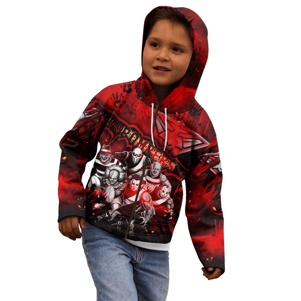 Step Into Horror Domain Bombers Football Kid Hoodie Halloween Horror Movie Characters - Aussie Hoodie