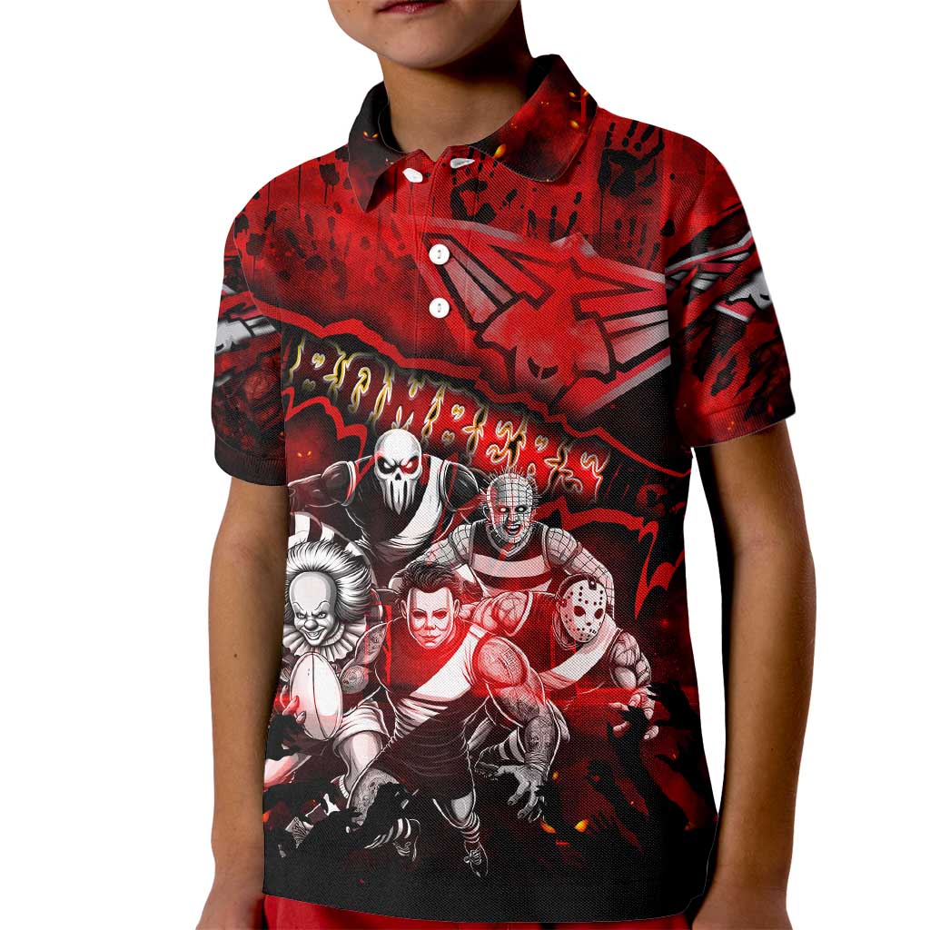 Step Into Horror Domain Bombers Football Kid Polo Shirt Halloween Horror Movie Characters - Aussie Hoodie
