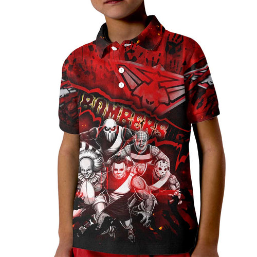 Step Into Horror Domain Bombers Football Kid Polo Shirt Halloween Horror Movie Characters - Aussie Hoodie