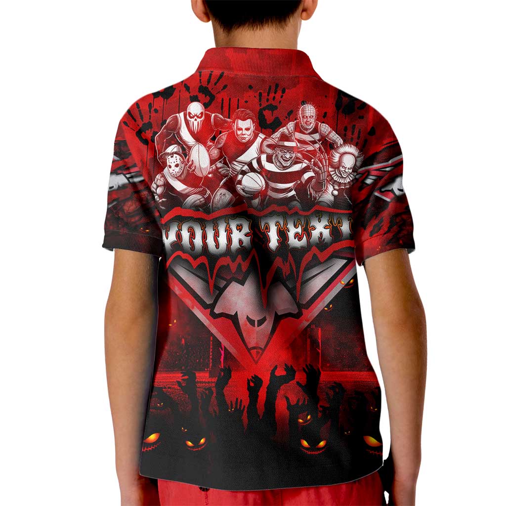 Step Into Horror Domain Bombers Football Kid Polo Shirt Halloween Horror Movie Characters - Aussie Hoodie