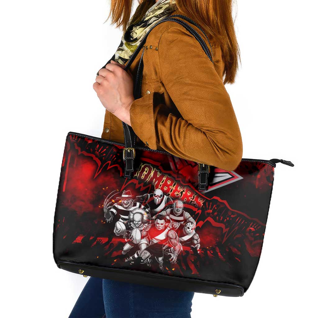 Step Into Horror Domain Bombers Football Leather Tote Bag Halloween Horror Movie Characters - Aussie Hoodie