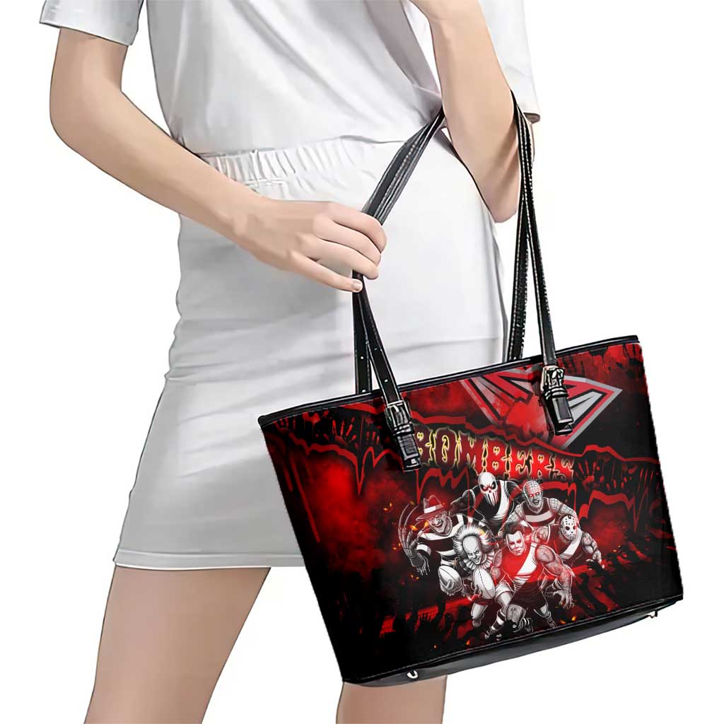 Step Into Horror Domain Bombers Football Leather Tote Bag Halloween Horror Movie Characters - Aussie Hoodie