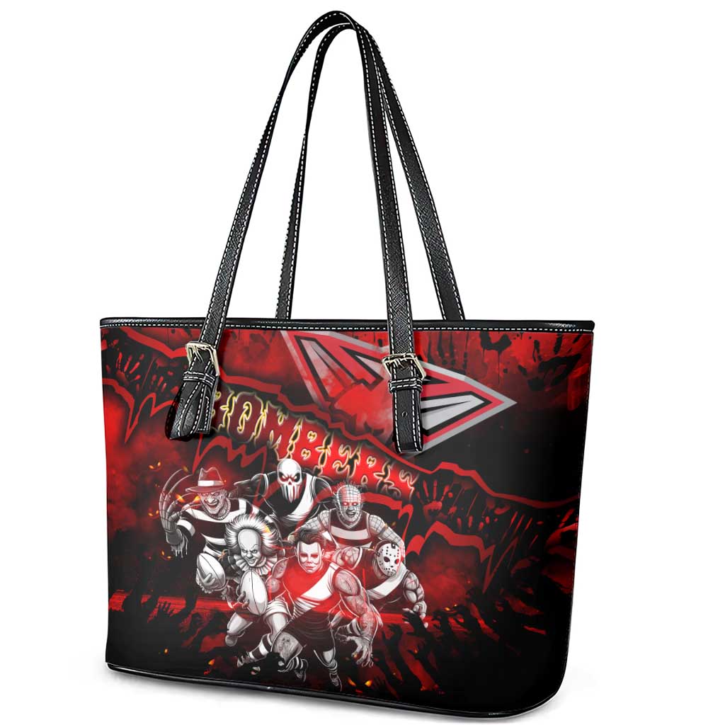 Step Into Horror Domain Bombers Football Leather Tote Bag Halloween Horror Movie Characters - Aussie Hoodie