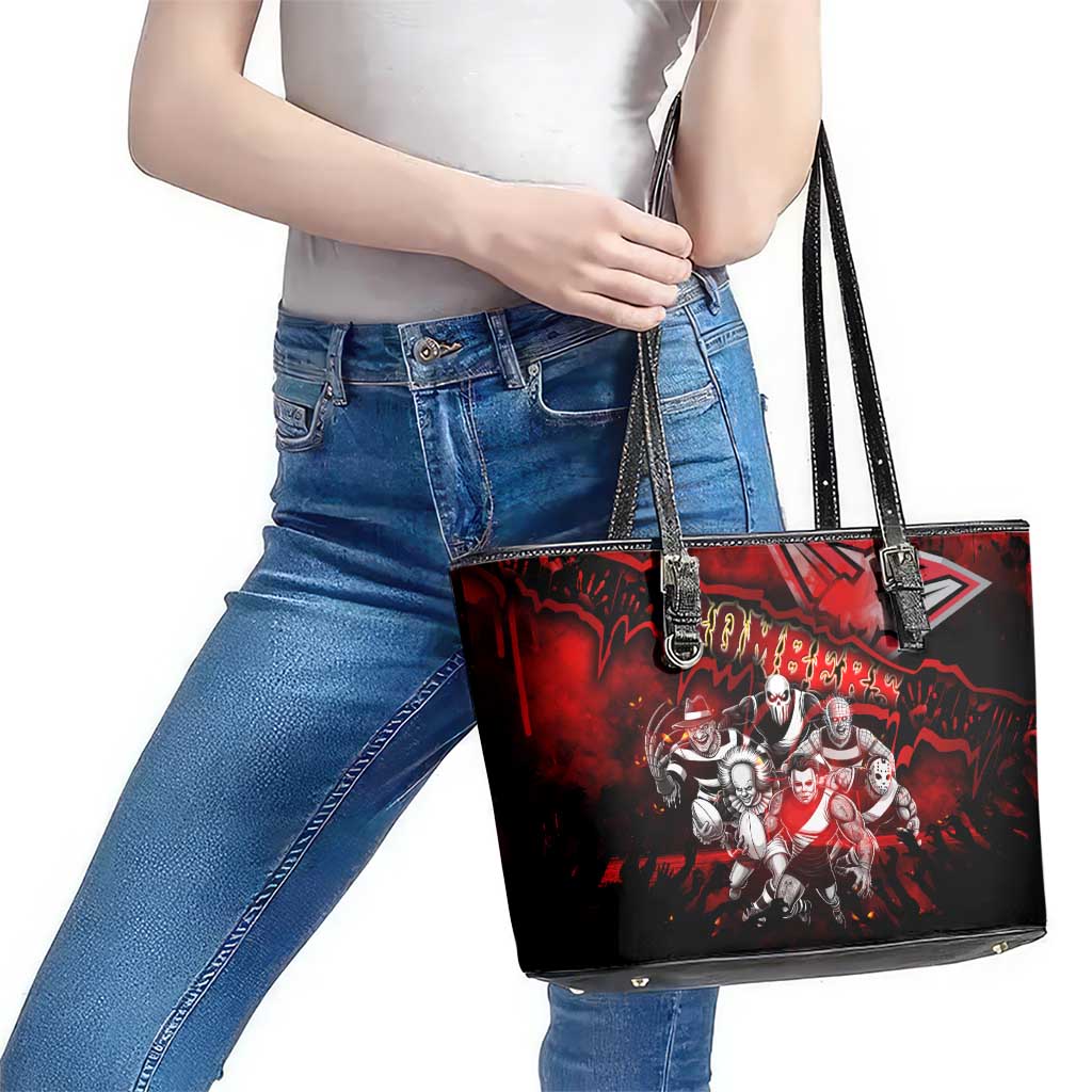 Step Into Horror Domain Bombers Football Leather Tote Bag Halloween Horror Movie Characters - Aussie Hoodie