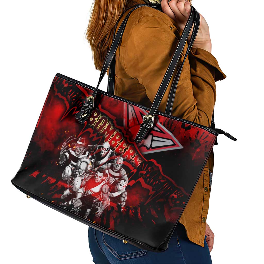 Step Into Horror Domain Bombers Football Leather Tote Bag Halloween Horror Movie Characters - Aussie Hoodie