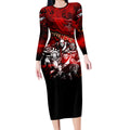 Step Into Horror Domain Bombers Football Long Sleeve Bodycon Dress Halloween Horror Movie Characters - Aussie Hoodie