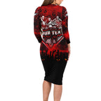 Step Into Horror Domain Bombers Football Long Sleeve Bodycon Dress Halloween Horror Movie Characters - Aussie Hoodie