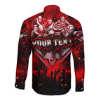 Step Into Horror Domain Bombers Football Long Sleeve Button Shirt Halloween Horror Movie Characters - Aussie Hoodie