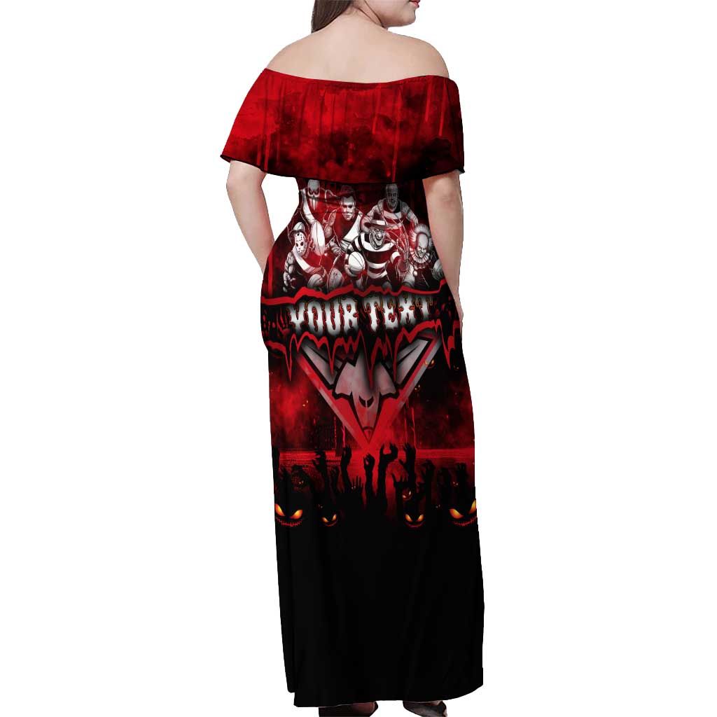 Step Into Horror Domain Bombers Football Off Shoulder Maxi Dress Halloween Horror Movie Characters - Aussie Hoodie