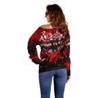 Step Into Horror Domain Bombers Football Off Shoulder Sweater Halloween Horror Movie Characters - Aussie Hoodie