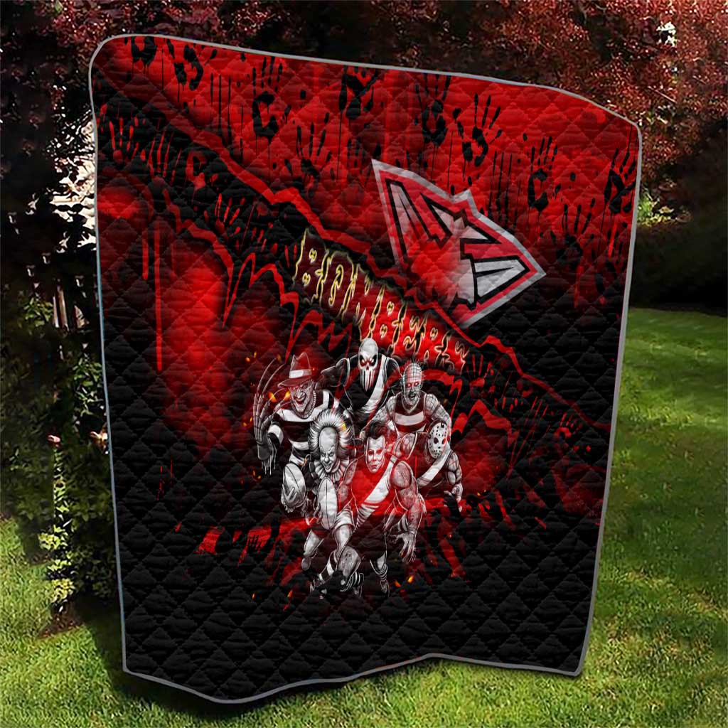 Step Into Horror Domain Bombers Football Quilt Halloween Horror Movie Characters - Aussie Hoodie