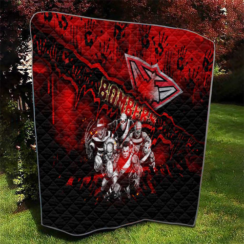 Step Into Horror Domain Bombers Football Quilt Halloween Horror Movie Characters - Aussie Hoodie
