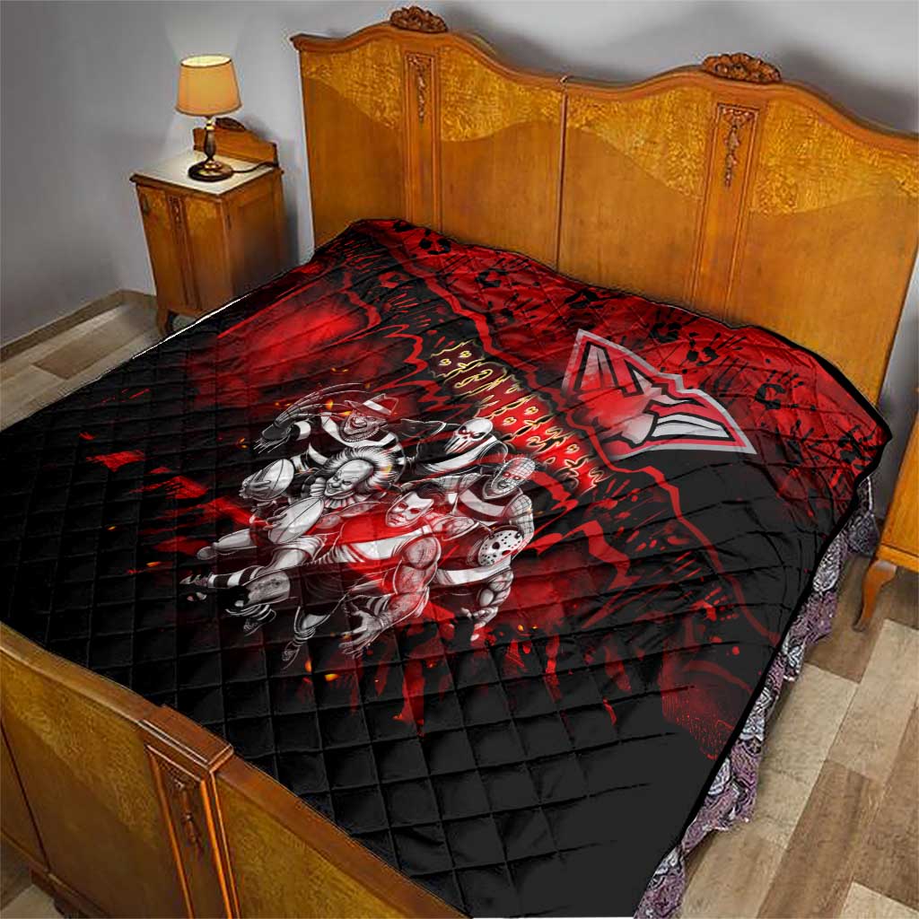Step Into Horror Domain Bombers Football Quilt Halloween Horror Movie Characters - Aussie Hoodie