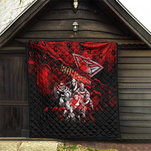 Step Into Horror Domain Bombers Football Quilt Halloween Horror Movie Characters - Aussie Hoodie