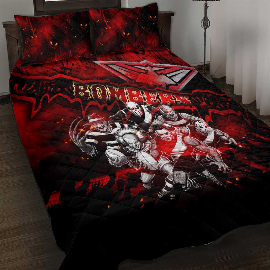 Step Into Horror Domain Bombers Football Quilt Bed Set Halloween Horror Movie Characters - Aussie Hoodie