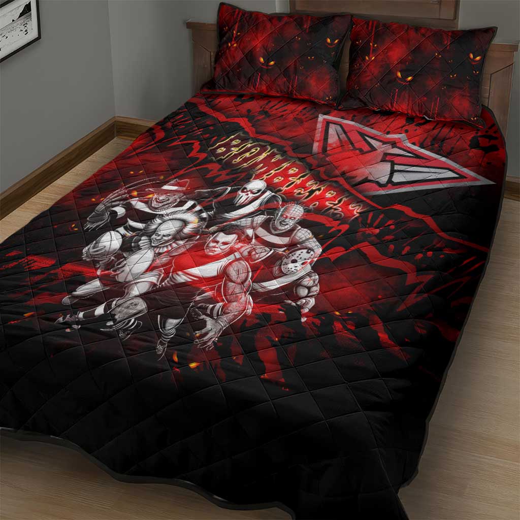 Step Into Horror Domain Bombers Football Quilt Bed Set Halloween Horror Movie Characters - Aussie Hoodie