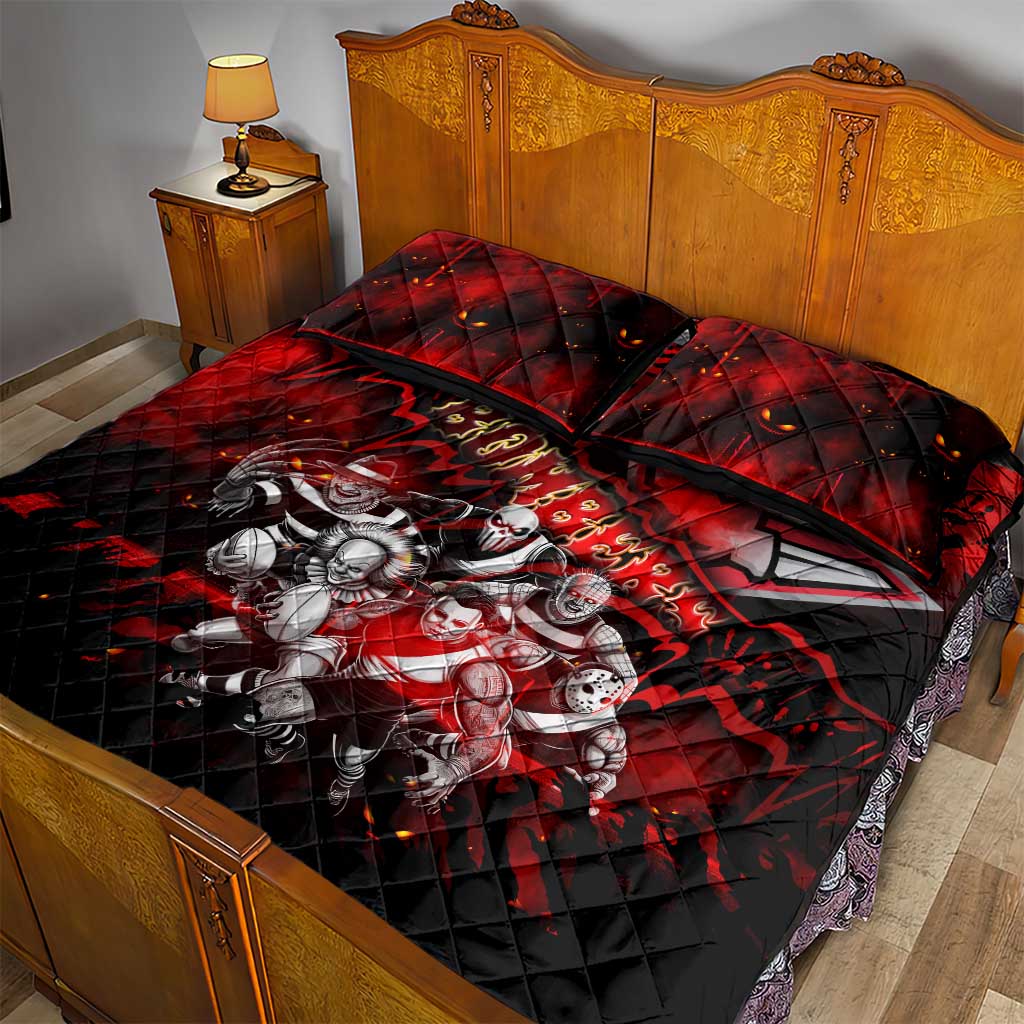 Step Into Horror Domain Bombers Football Quilt Bed Set Halloween Horror Movie Characters - Aussie Hoodie