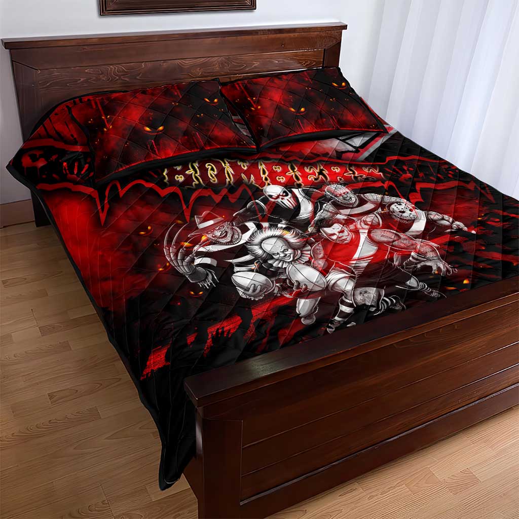 Step Into Horror Domain Bombers Football Quilt Bed Set Halloween Horror Movie Characters - Aussie Hoodie