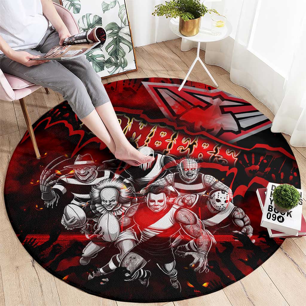 Step Into Horror Domain Bombers Football Round Carpet Halloween Horror Movie Characters - Aussie Hoodie