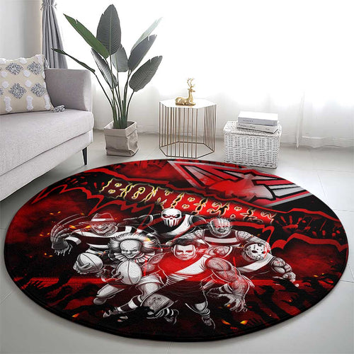 Step Into Horror Domain Bombers Football Round Carpet Halloween Horror Movie Characters - Aussie Hoodie