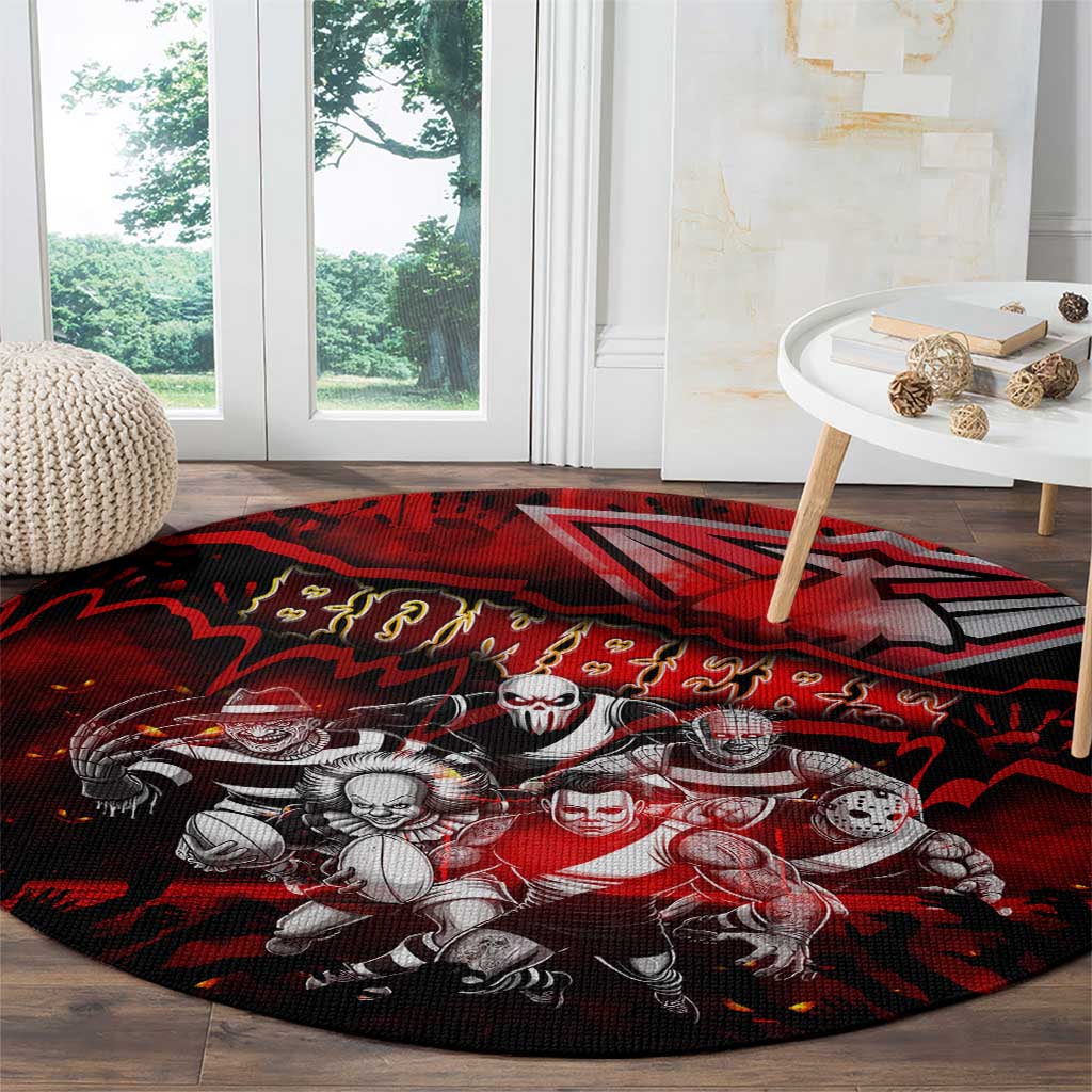 Step Into Horror Domain Bombers Football Round Carpet Halloween Horror Movie Characters - Aussie Hoodie