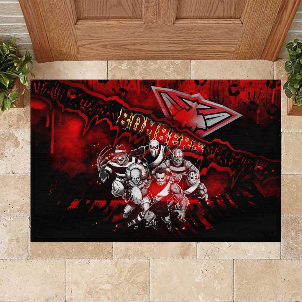 Step Into Horror Domain Bombers Football Rubber Doormat Halloween Horror Movie Characters - Aussie Hoodie