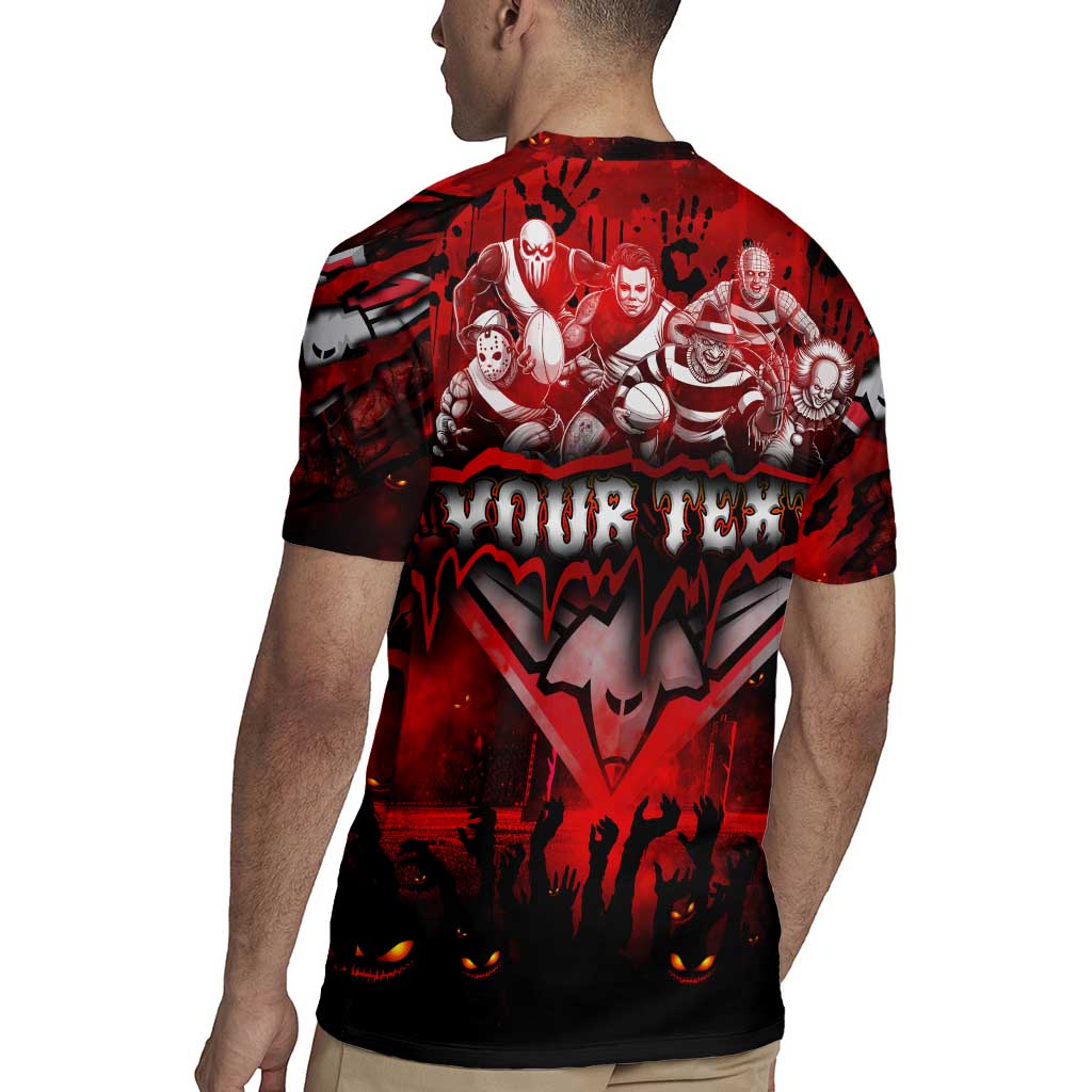 Step Into Horror Domain Bombers Football Rugby Jersey Halloween Horror Movie Characters - Aussie Hoodie