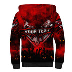 Step Into Horror Domain Bombers Football Sherpa Hoodie Halloween Horror Movie Characters - Aussie Hoodie