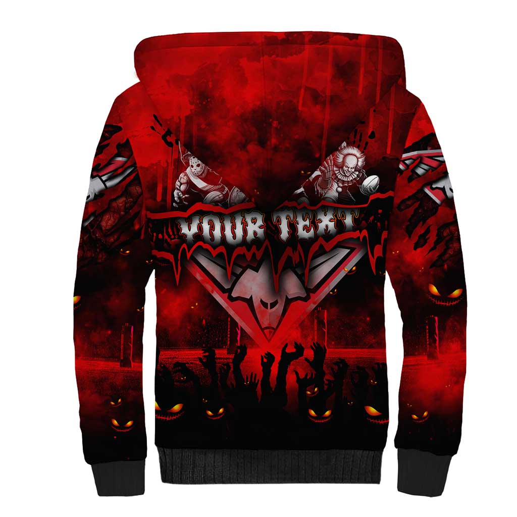 Step Into Horror Domain Bombers Football Sherpa Hoodie Halloween Horror Movie Characters - Aussie Hoodie