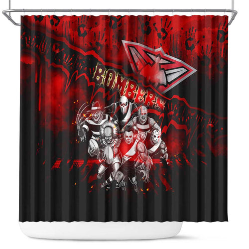 Step Into Horror Domain Bombers Football Shower Curtain Halloween Horror Movie Characters - Aussie Hoodie