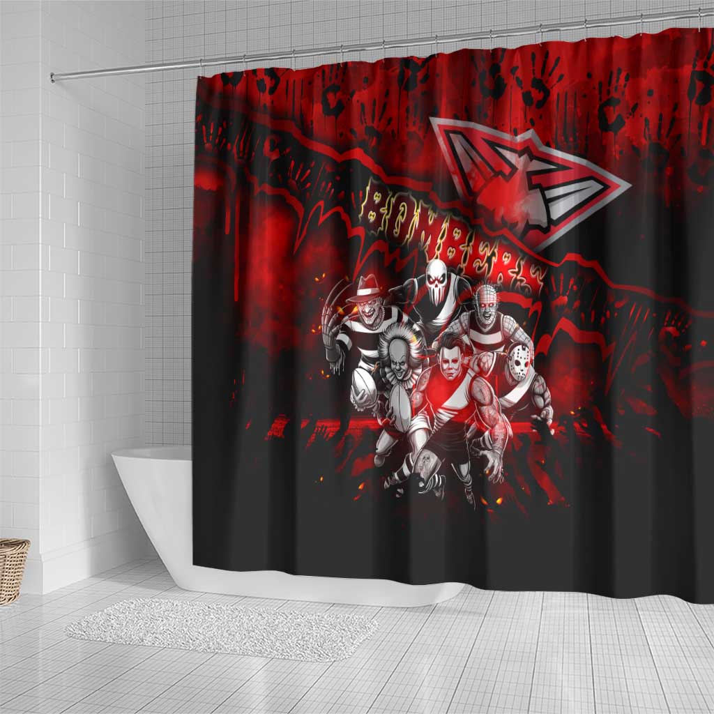 Step Into Horror Domain Bombers Football Shower Curtain Halloween Horror Movie Characters - Aussie Hoodie