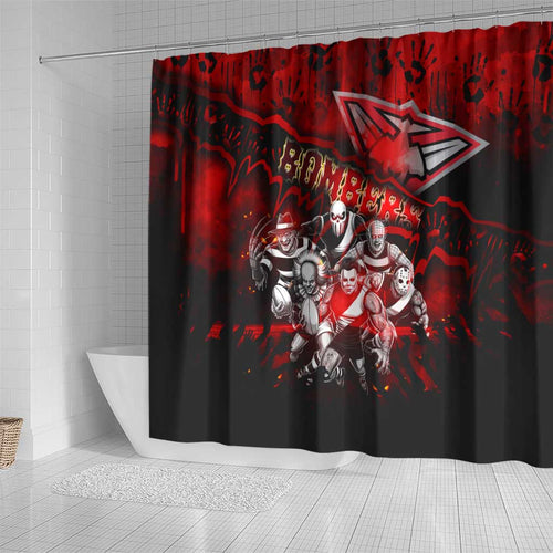 Step Into Horror Domain Bombers Football Shower Curtain Halloween Horror Movie Characters - Aussie Hoodie